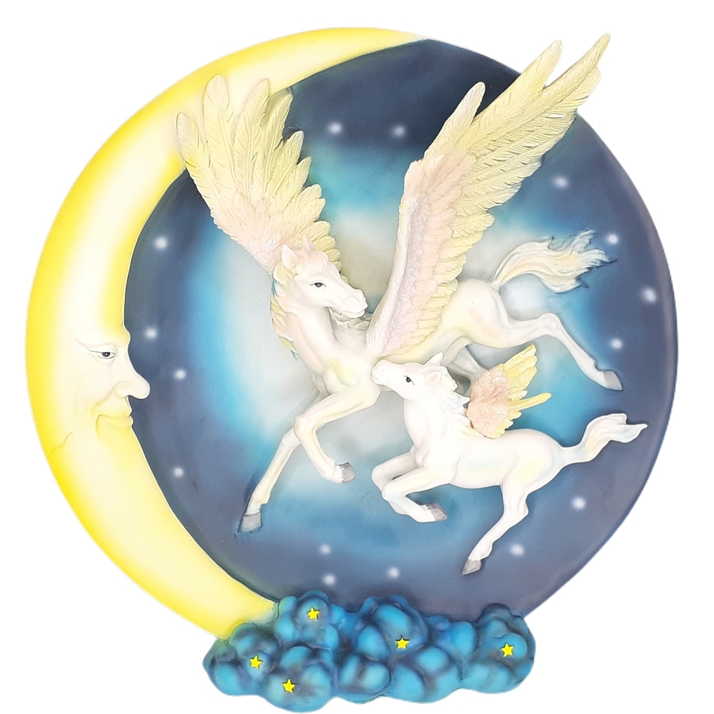 Flying Pegasus Moon & Stars Standing Plate